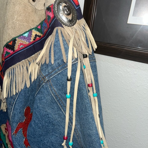 Vintage Fringed Jordache Blue Jean Stitched Jacket - Picture 10 of 12